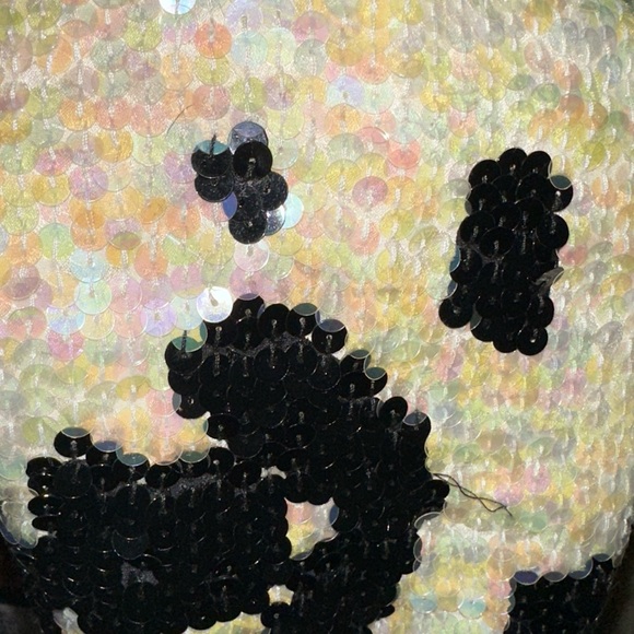 Vintage Nolan Miller Sequin Dalmatian White Black Print Blazer Jacket Size 12 - Picture 4 of 5